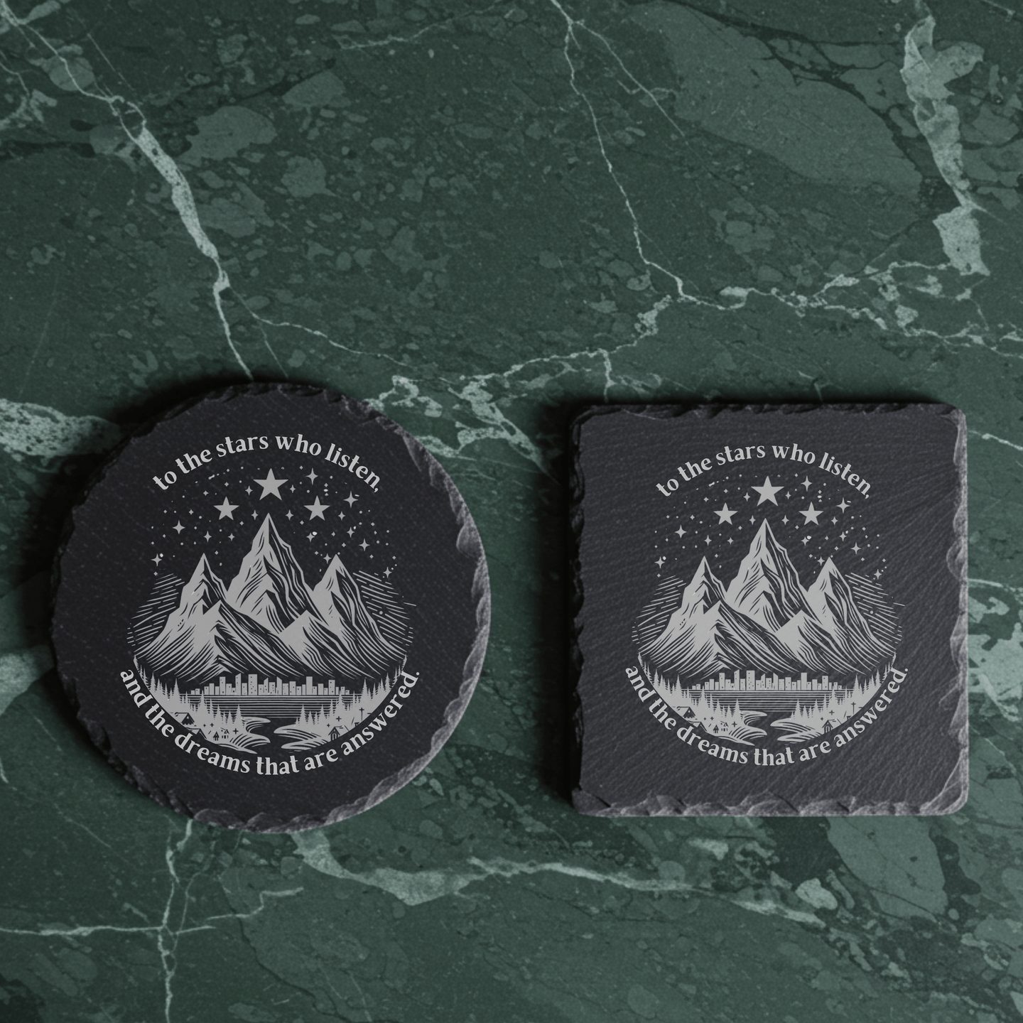 'To The Stars Who Listen' Engraved Slate Coaster